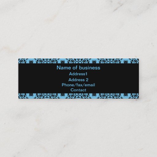 Customizable Elegant blue and black damask business card