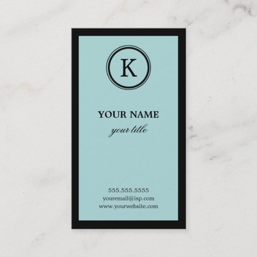 Elegant Blue and Black Monogram Business Cards