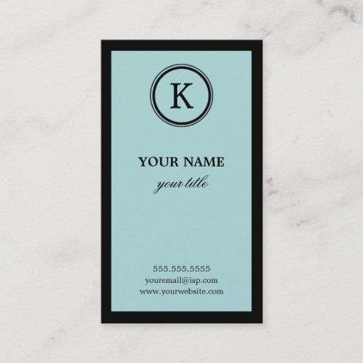 Customizable Elegant Blue and Black Monogram Business Cards