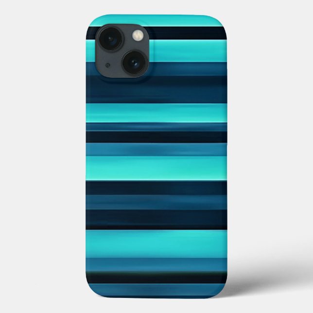 Elegant Blue and Black Striped Sleek Modern Design Case-Mate iPhone Case (Back)