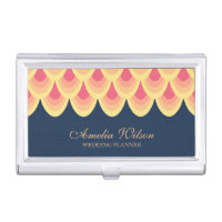 Elegant Blue and Blush Pink Geometric Business Card Case