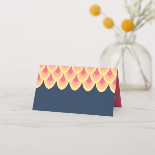 Elegant Blue and Blush Pink Geometric Place Card