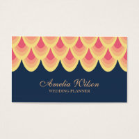 Elegant Blue and Blush Pink Geometric Social Media Business Card