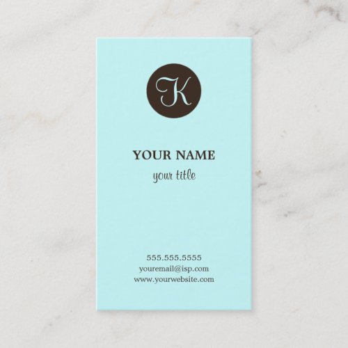 Elegant Blue and Brown Monogram Business Cards