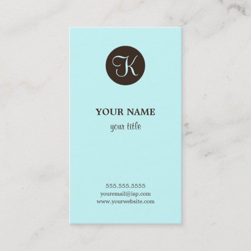 Customizable Elegant Blue and Brown Monogram Business Cards