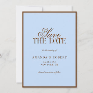 Elegant Blue and Brown Old Money Wedding Save The Date