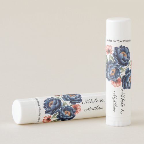 Elegant Blue and Burnt Orange Floral Wedding Favor