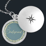 Elegant Blue and Cream Leaf Bridesmaid Locket Necklace<br><div class="desc">This beautiful locket is a special accessory designed for the Bridesmaid. The locket features a classic blue and cream color scheme with a cream-colored leaf pattern inside, adding a touch of elegance and natural beauty. The hidden message inside is a special touch that will make this locket even more meaningful...</div>