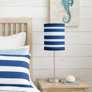 Elegant Blue and Dark Navy Striped Design Lamp