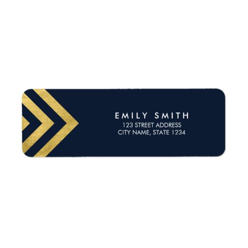 Elegant Blue and Faux Gold Geometric Address Label