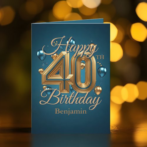 Elegant Blue and Gold 40th Birthday Celebration