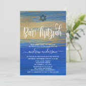 Elegant Blue And Gold Bar Mitzvah Invitation | Zazzle