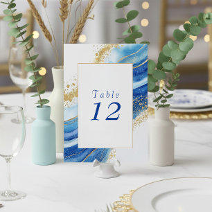 Elegant Blue and Gold bold Table Number card