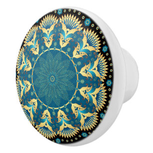 Elegant Blue and Gold Cabinet Knobs