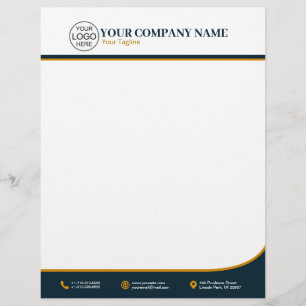 Elegant blue and gold custom letterhead
