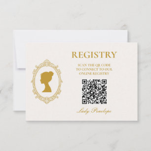 Elegant Blue and Gold Damask Bridal Registry Card