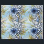 Elegant Blue and Gold Floral Beaded Wrapping Paper<br><div class="desc">Give your recipients your best. Use this lovely, sophisticated beaded, print "jeweled" with no actual glitter, foil, or beading, high-quality gift wrap with a grid back for easy cutting. You'll appreciate the ease of use and your recipients will love its elegant beauty. Good for all occasions and holidays, very versatile....</div>