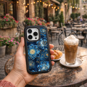 Elegant Blue and Gold Floral - Stylish Botanical  iPhone 16 Pro Case
