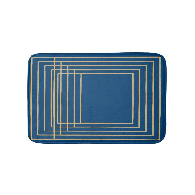 Elegant blue and gold frames Bath Mat (Front)