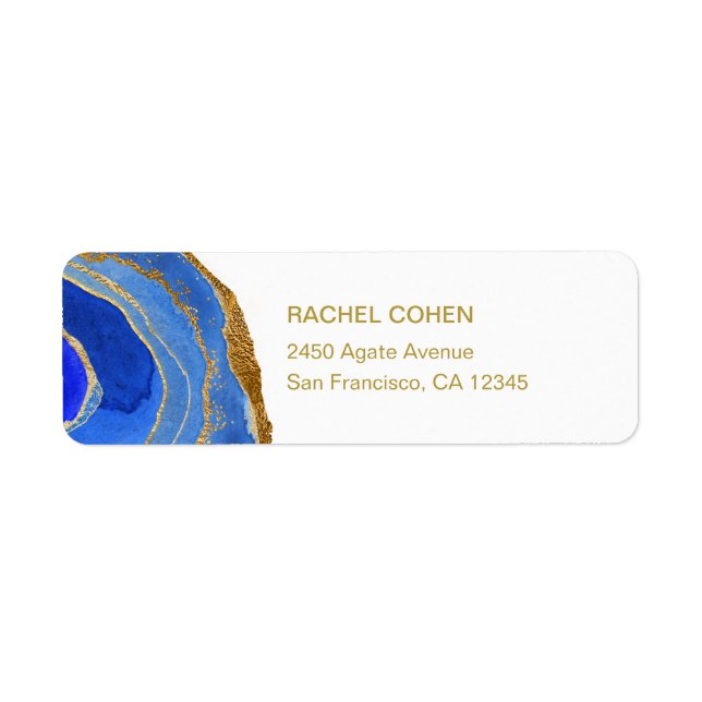 Elegant Blue and Gold Geode Label (Front)