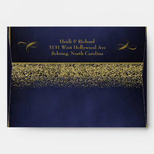 Elegant Blue and Gold Glitter Wedding Envelopes