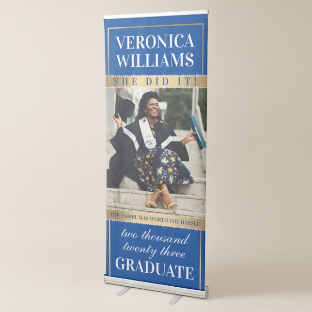 Elegant Blue and Gold Graduation Retractable Banner (3/4)