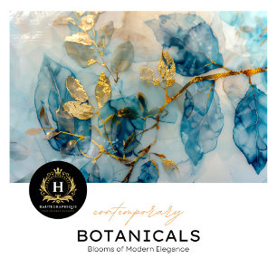 Elegant Blue and Gold Leaf Tissue Decoupage Paper