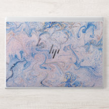 Elegant Blue and Gold Liquid Marble Laptop Skin
