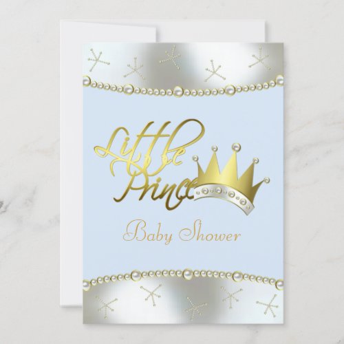 Elegant Blue and Gold Little Prince Baby Shower Invitation