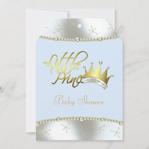 Elegant Blue and Gold Little Prince Baby Shower Invitation