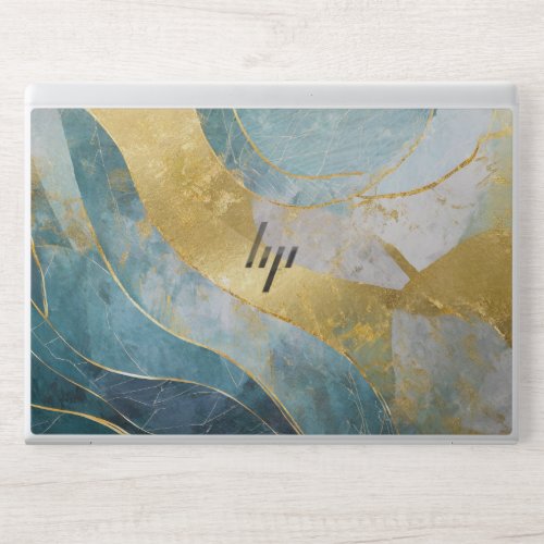 Elegant Blue and Gold Marble texture laptop skin