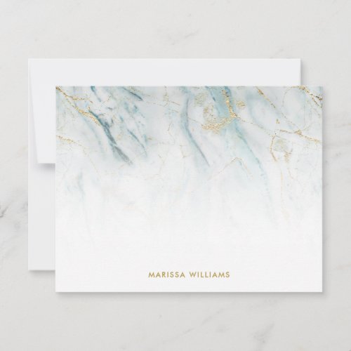 Elegant Blue and Gold Marble Texture Note Card