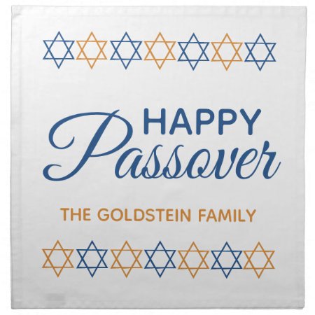 Elegant Blue And Gold Matzoh Cover For Passover Cloth Napkin
