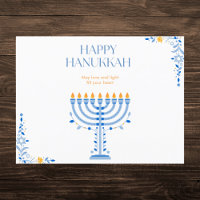 Elegant Blue and Gold Menorah Hanukkah