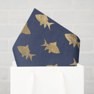 Elegant Blue and Gold Nautical & Vintage Patterns Tissue Paper