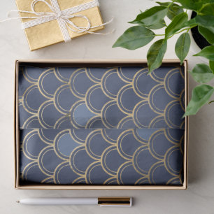 Elegant Blue and Gold Nautical & Vintage Patterns Tissue Paper