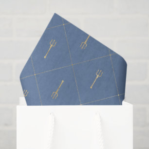 Elegant Blue and Gold Nautical & Vintage Patterns Tissue Paper