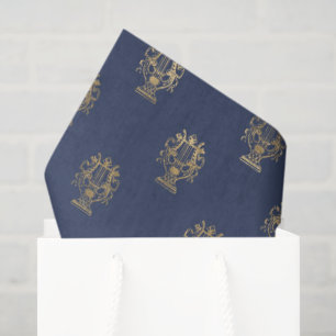 Elegant Blue and Gold Nautical & Vintage Patterns Tissue Paper
