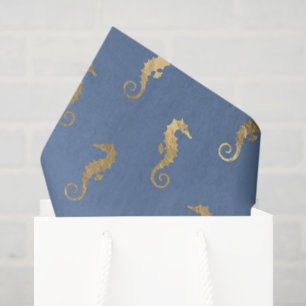 Elegant Blue and Gold Nautical & Vintage Patterns Tissue Paper