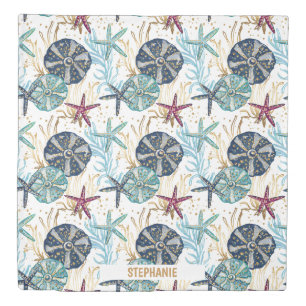 Elegant Blue and Gold Ocean Treasures Pattern Duvet Cover