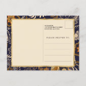 Elegant Blue and Gold Pattern 100th Birthday Invitation Postcard (Back)