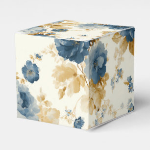 Elegant Blue and Gold Rose Favor Boxes