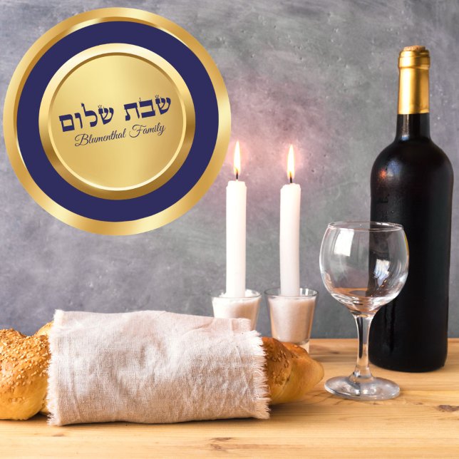 Elegant Blue and Gold Shabbat Shalom Stickers (Creator Uploaded)