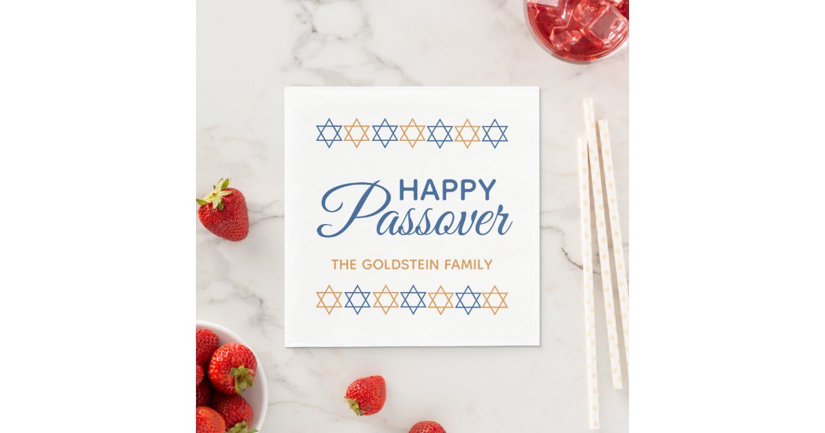 Elegant Blue and Gold Star of David Happy Passover Napkins | Zazzle