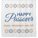 Elegant Blue And Gold Star Of David Happy Passover Shower Curtain at Zazzle