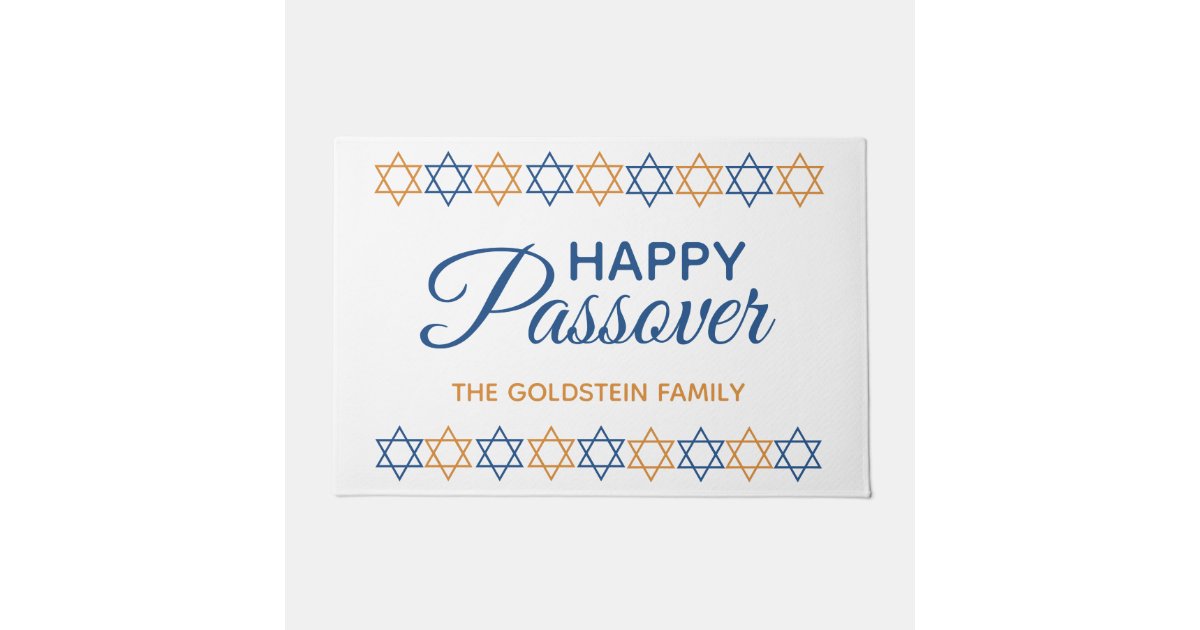 Elegant Blue and Gold Star of David Passover Doormat | Zazzle