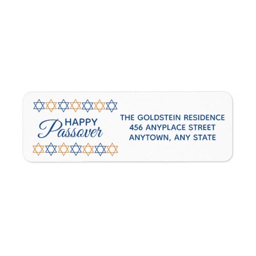 Elegant Blue and Gold Star of David Passover Label
