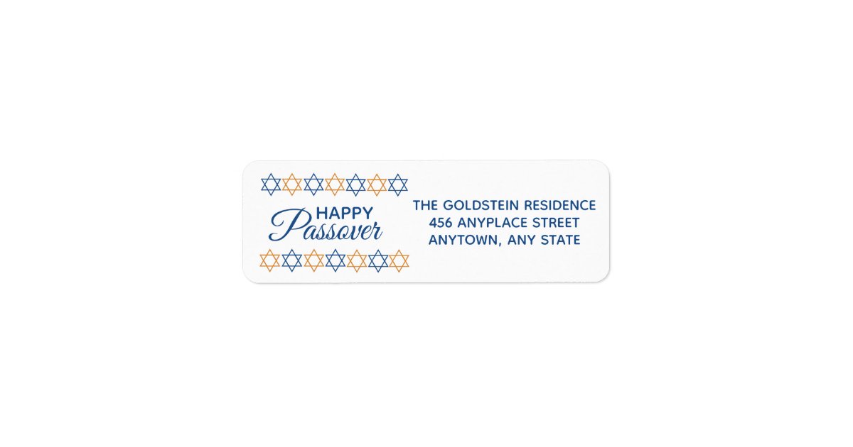 Elegant Blue and Gold Star of David Passover Label | Zazzle