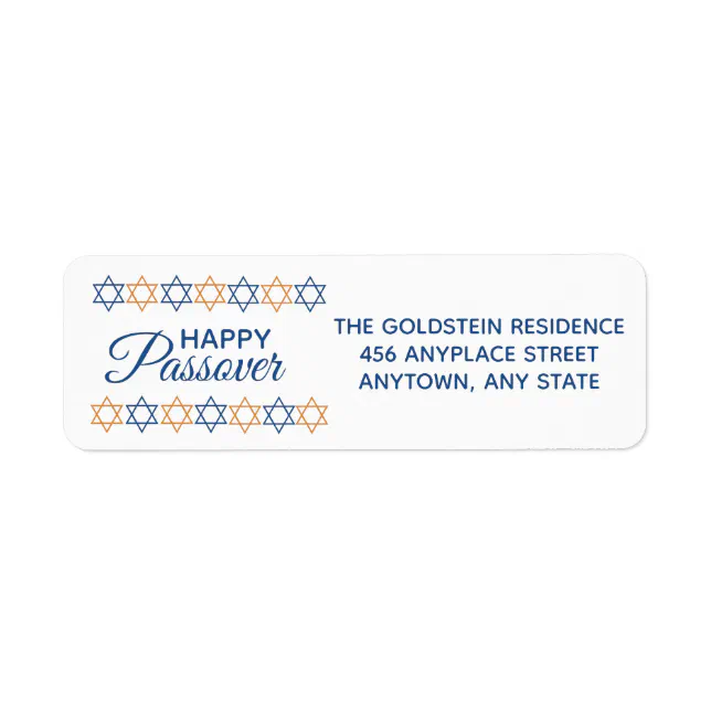Elegant Blue and Gold Star of David Passover Label | Zazzle