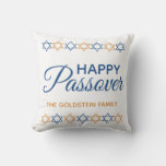 Elegant Blue And Gold Star Of David Passover Throw Pillow at Zazzle